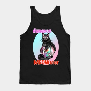 Cool black cat dungeon meowster with dnd D20 dice Tank Top